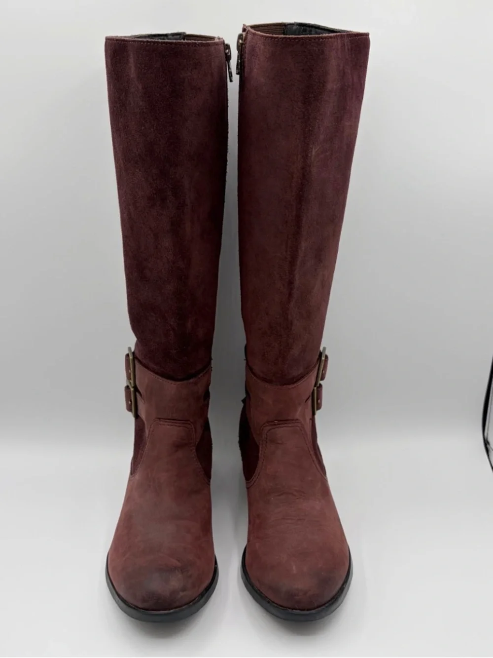 Sorel Lolla Tall II Boots Cattail Burgundy Size 7 Leather Burgundy Buckle Zip Up